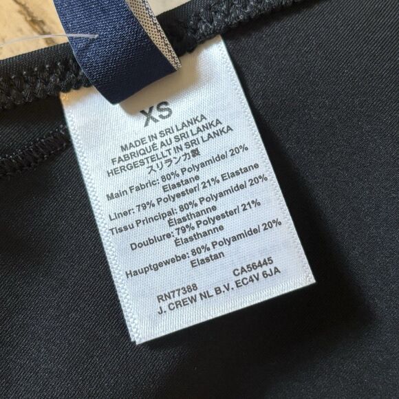 NWT J. Crew Size XS Ruffle French Bikini Top Black Spaghetti Strap Triangle Swim - Picture 9 of 12